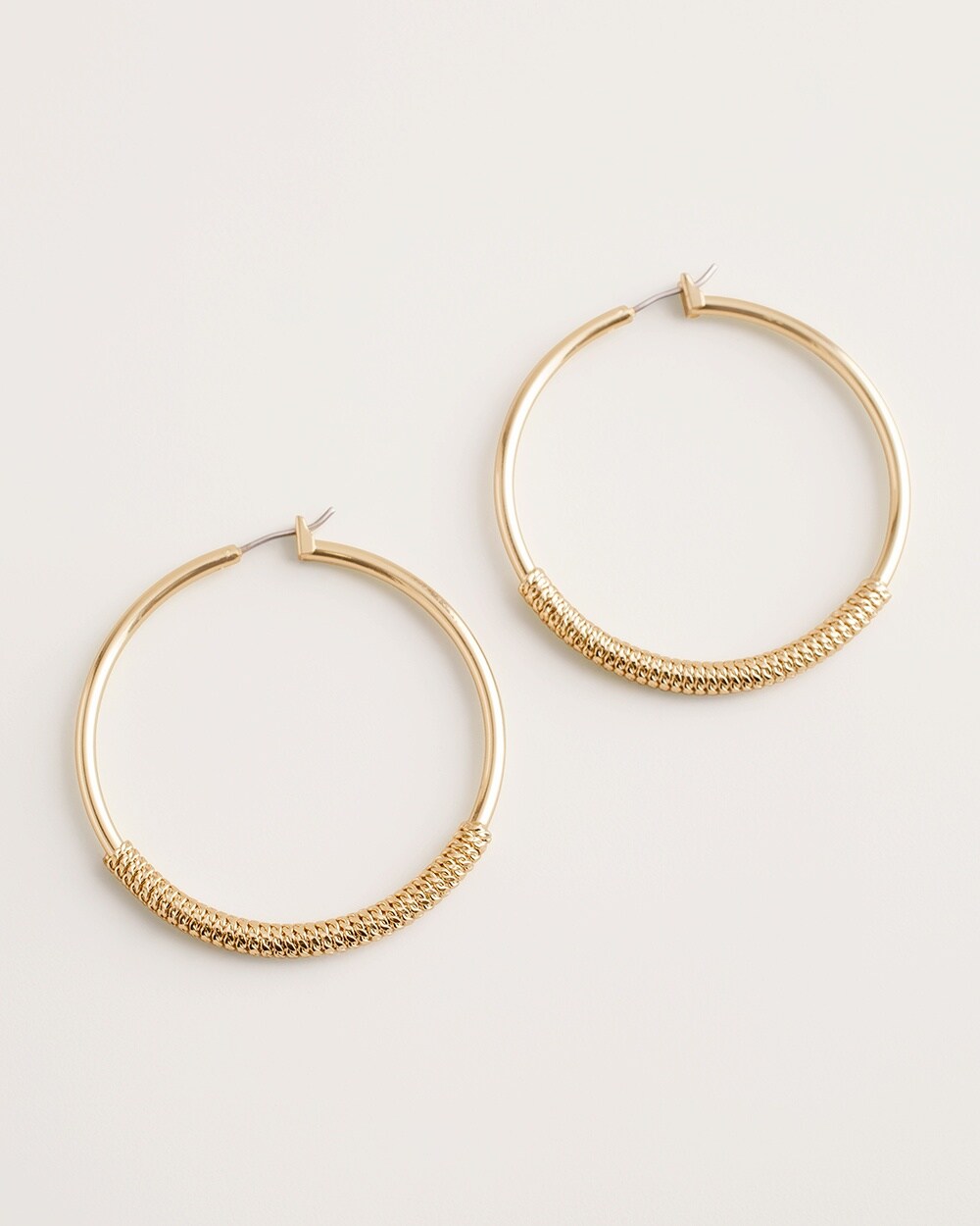 Large Textured Gold-Tone Hoop Earrings
