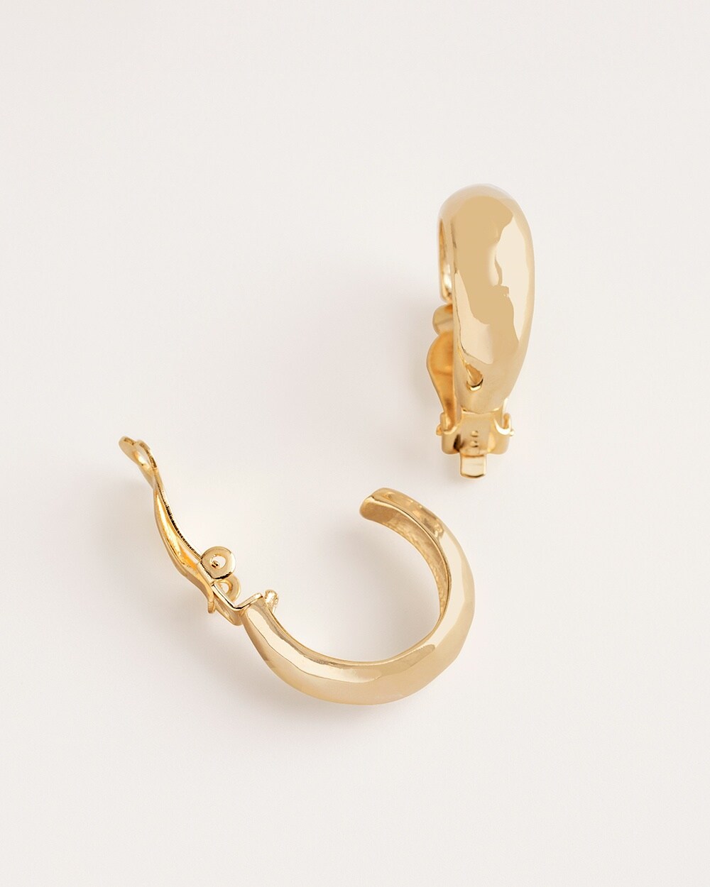 Medium Gold-Tone Clip-On Hoop Earrings