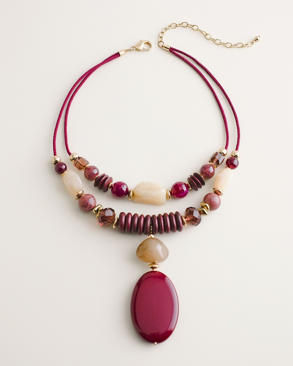 Short Warm-Tone Multi-Colored Beaded Multi-Strand Necklace