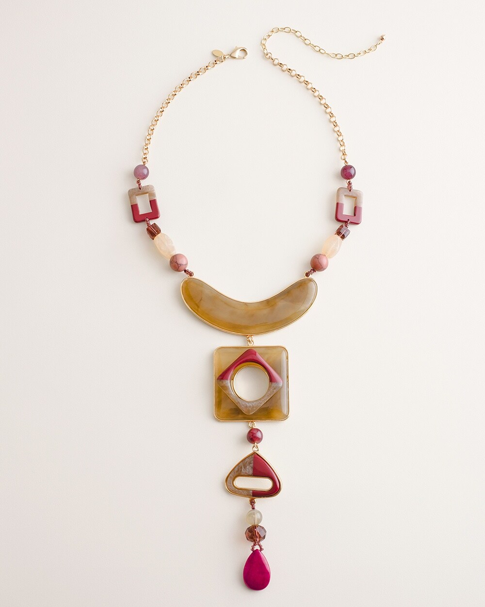 Warm-Tone Multi-Colored Beaded Bib Necklace