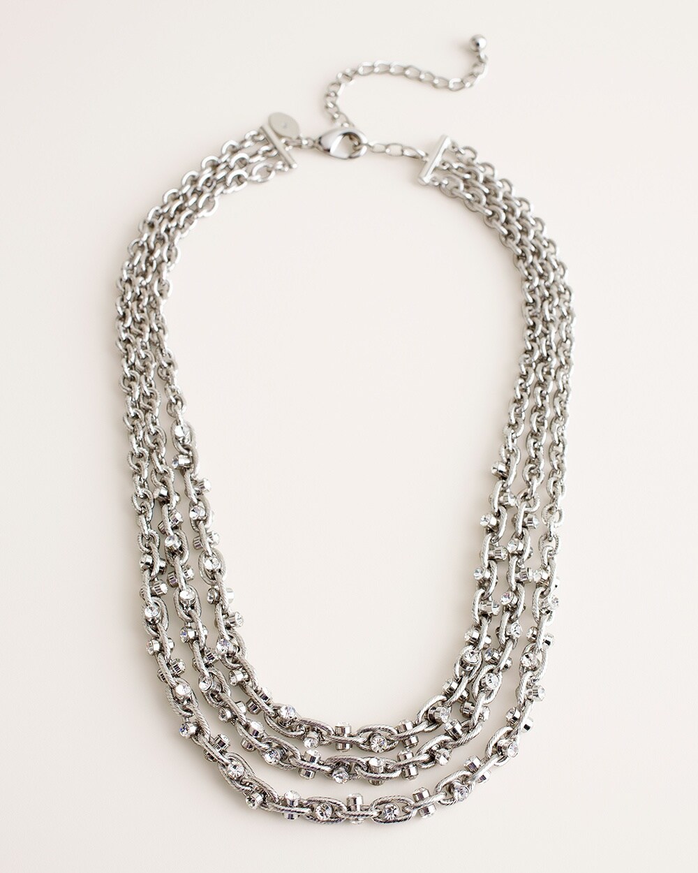 Silvertone Chain-Detail Multi-Strand Necklace