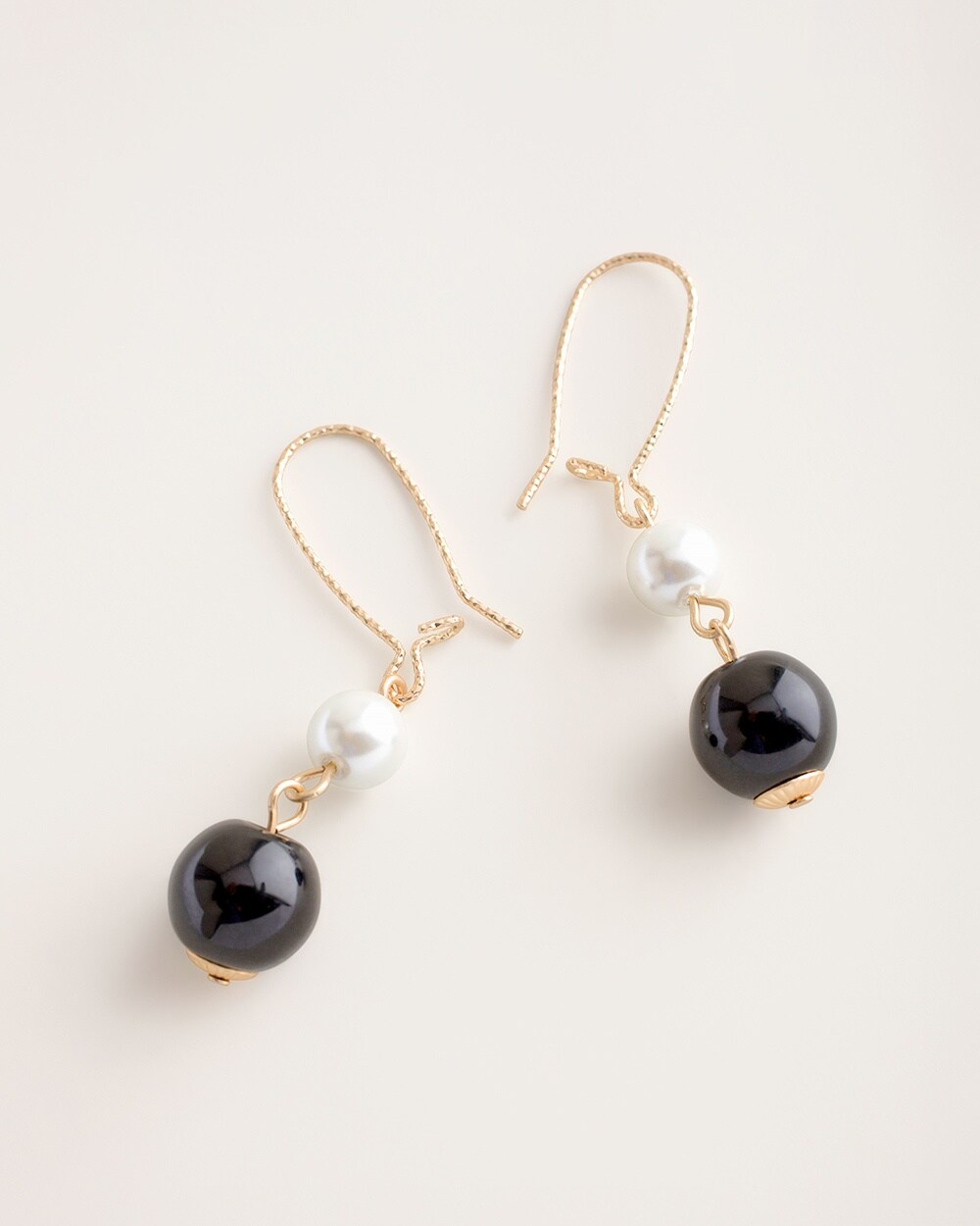 Black and White Faux-Pearl Linear Earrings