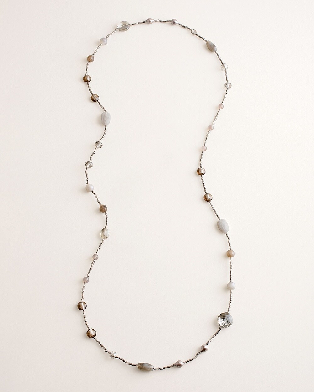 Gray and Neutral Beaded Single-Strand Necklace