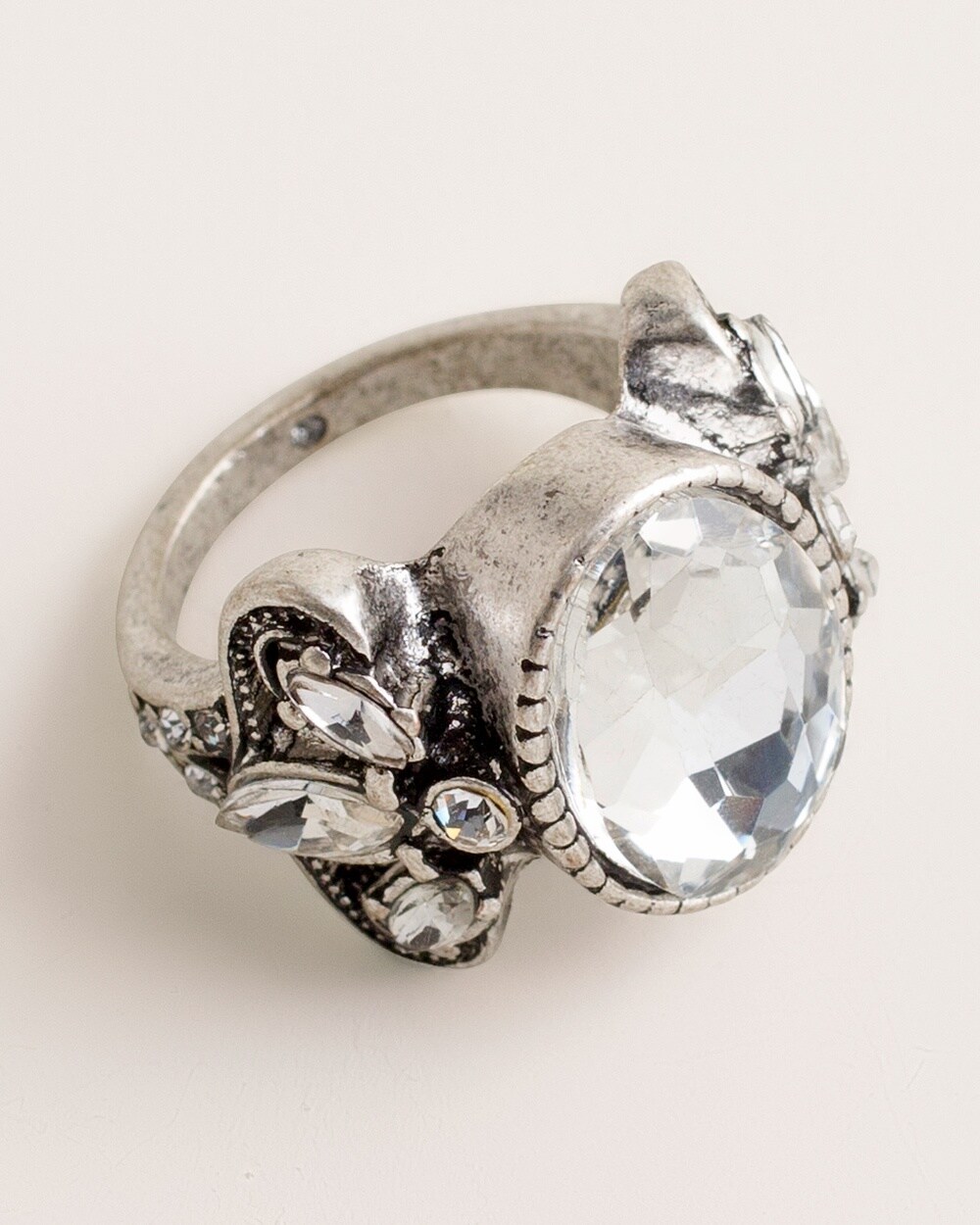 Silvertone Sparkle Vintage-Inspired Ring