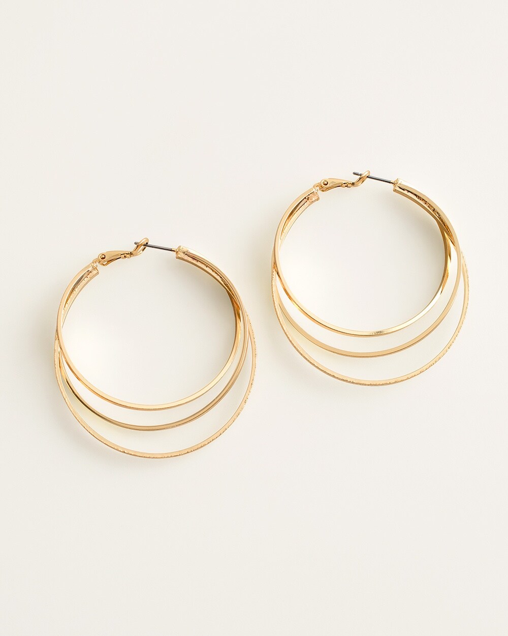 Goldtone Triple-Hoop Earrings