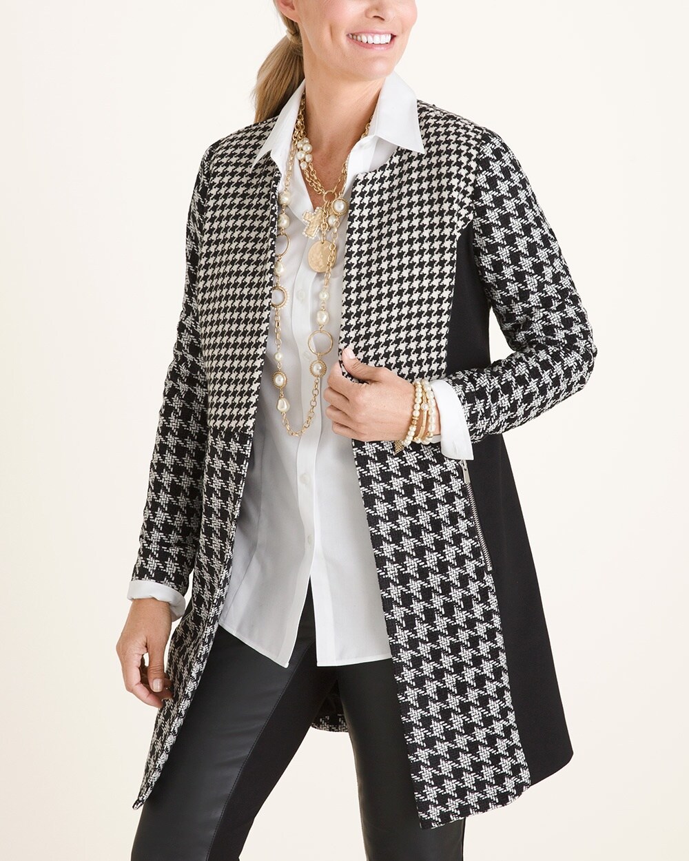 Patched Houndstooth Jacket