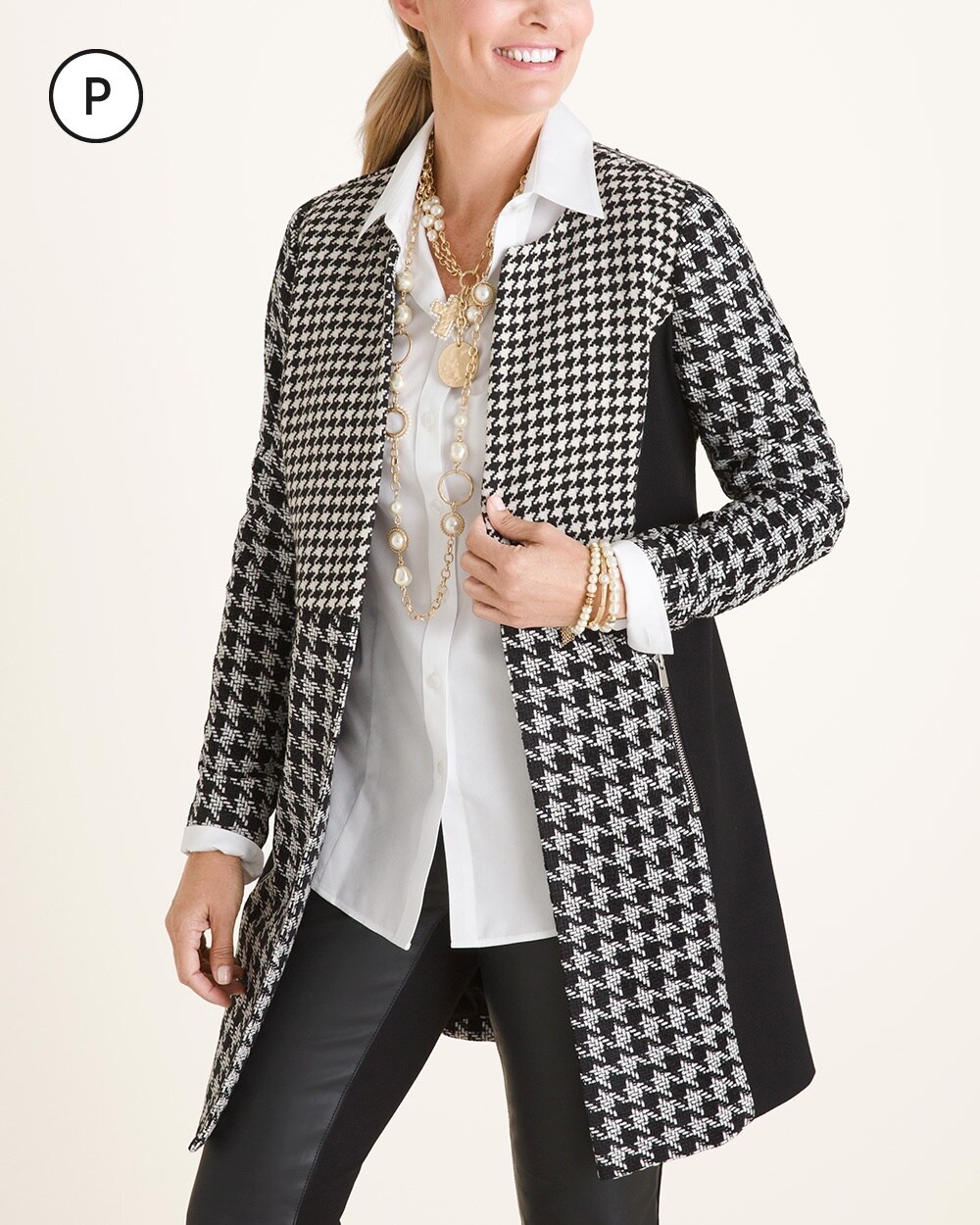 Petite Patched Houndstooth Jacket