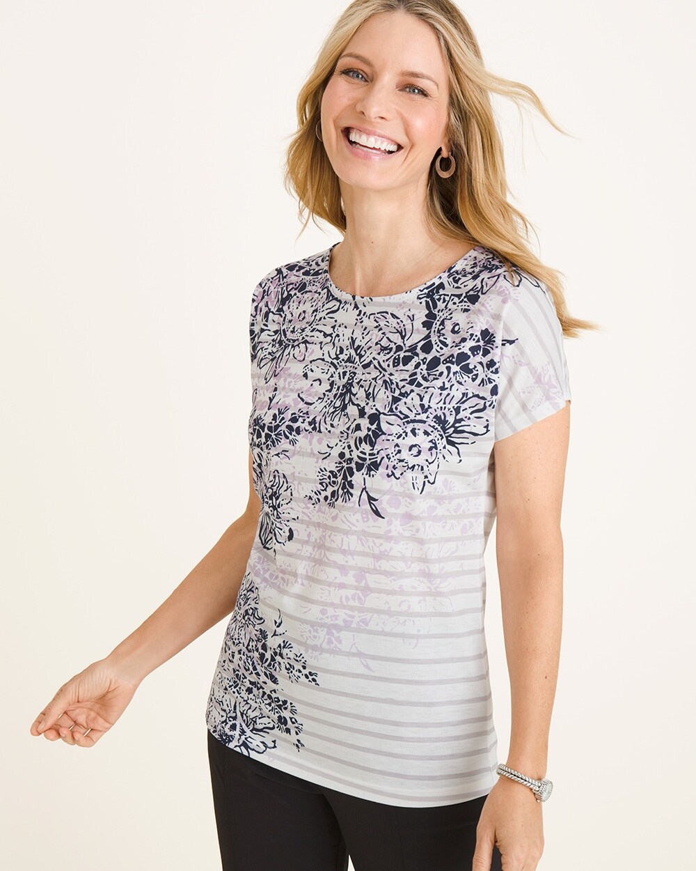 Zenergy Striped Floral Tee