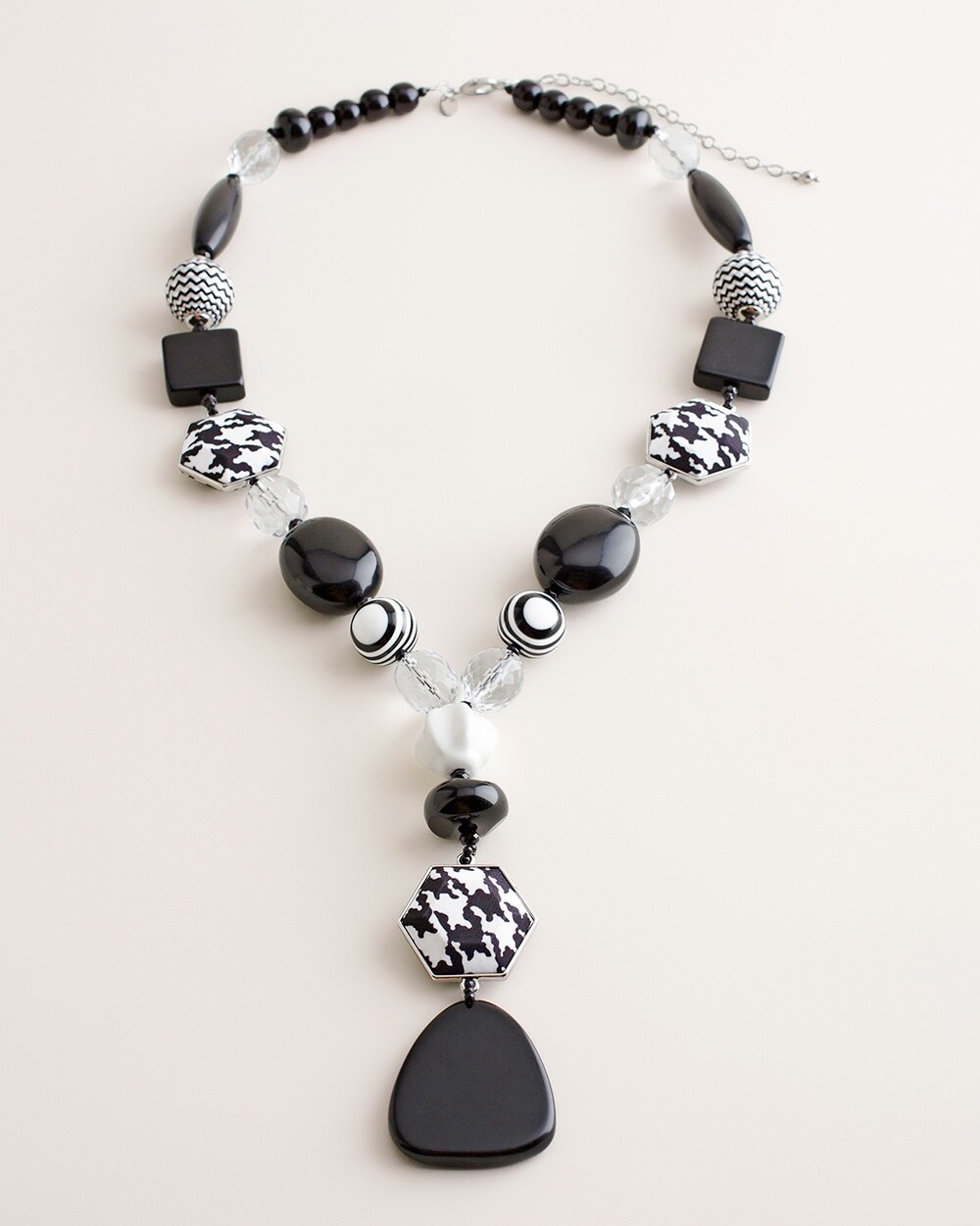 Black and White Printed Pendant Necklace
