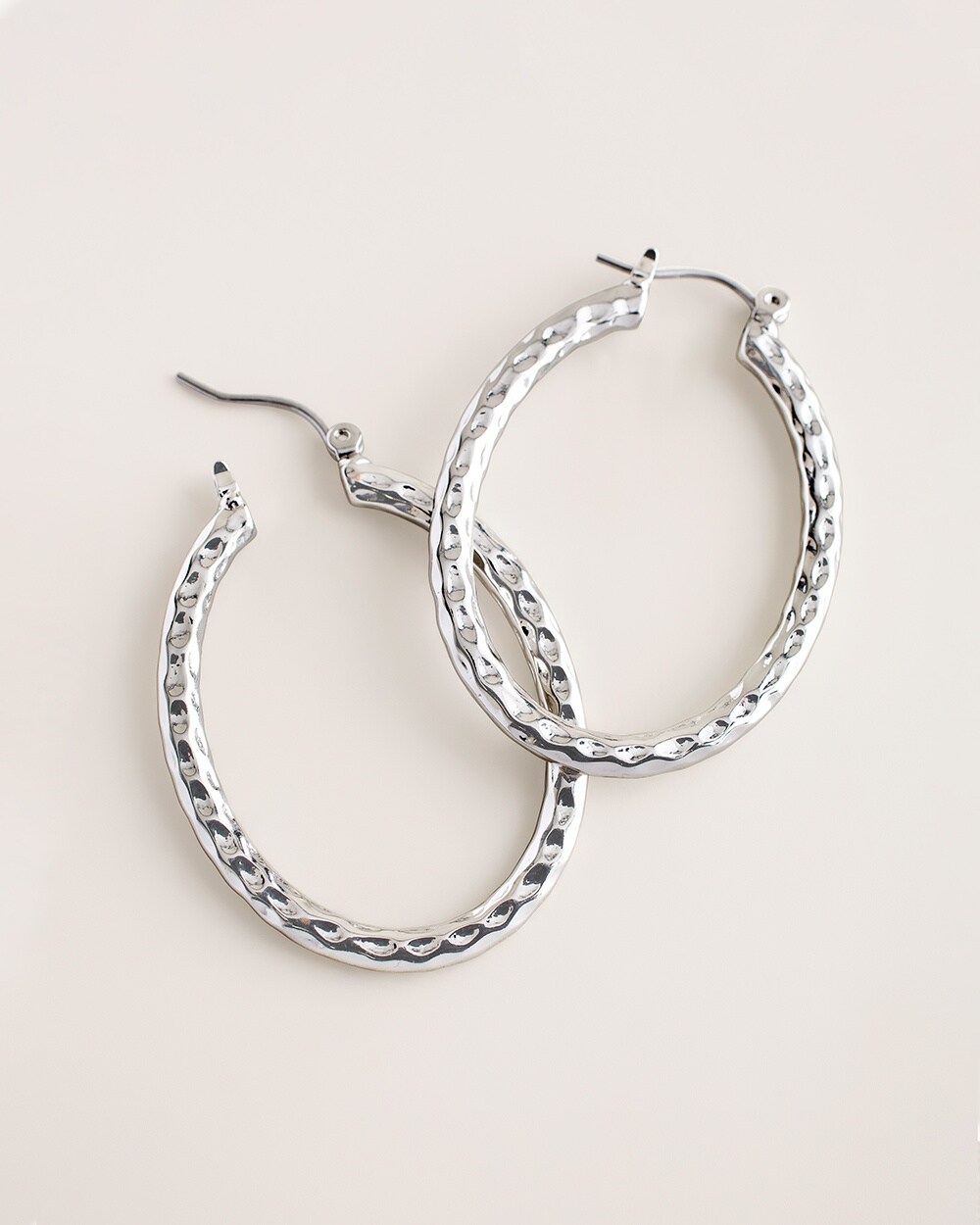 Silvertone Oval Hoop Earrings