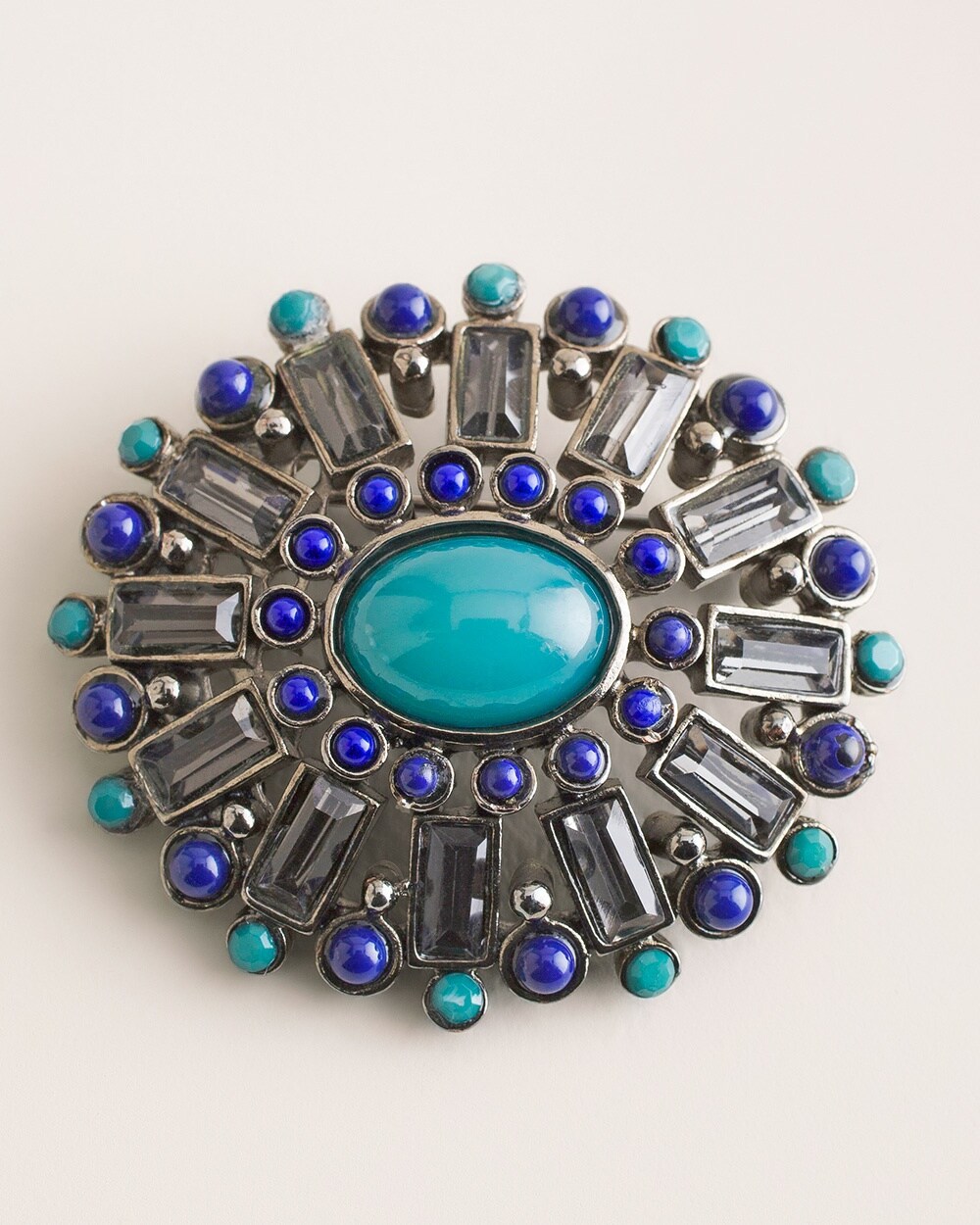 Blue and Faux-Hematite Pin
