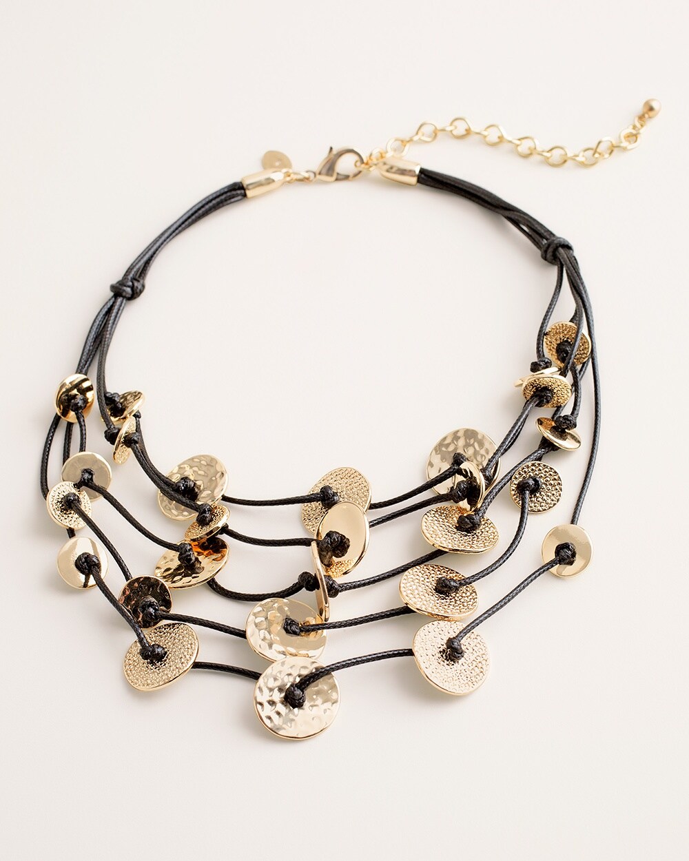 Black and Gold-Tone Disc Necklace