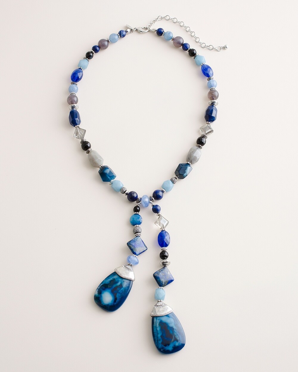 Blue Beaded Y-Necklace