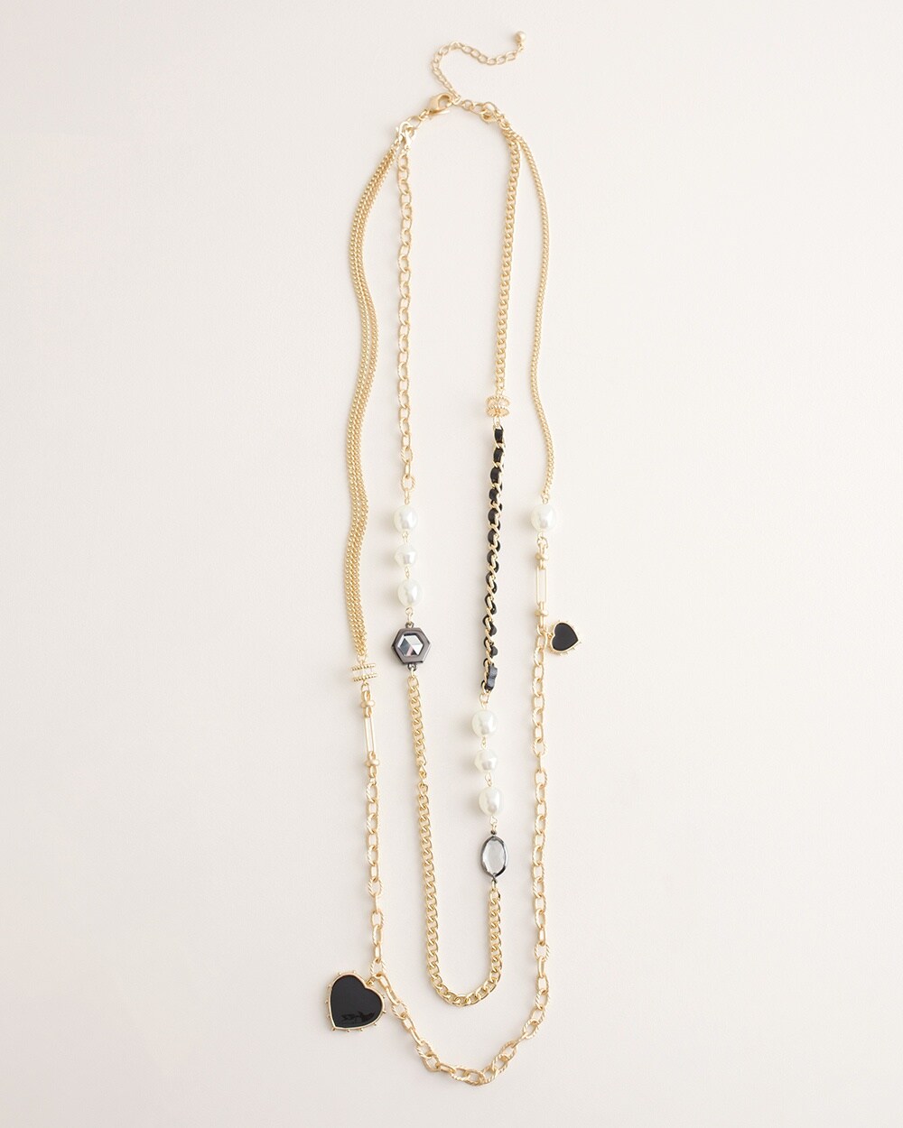 Faux-Pearl and Goldtone Double-Layer Necklace