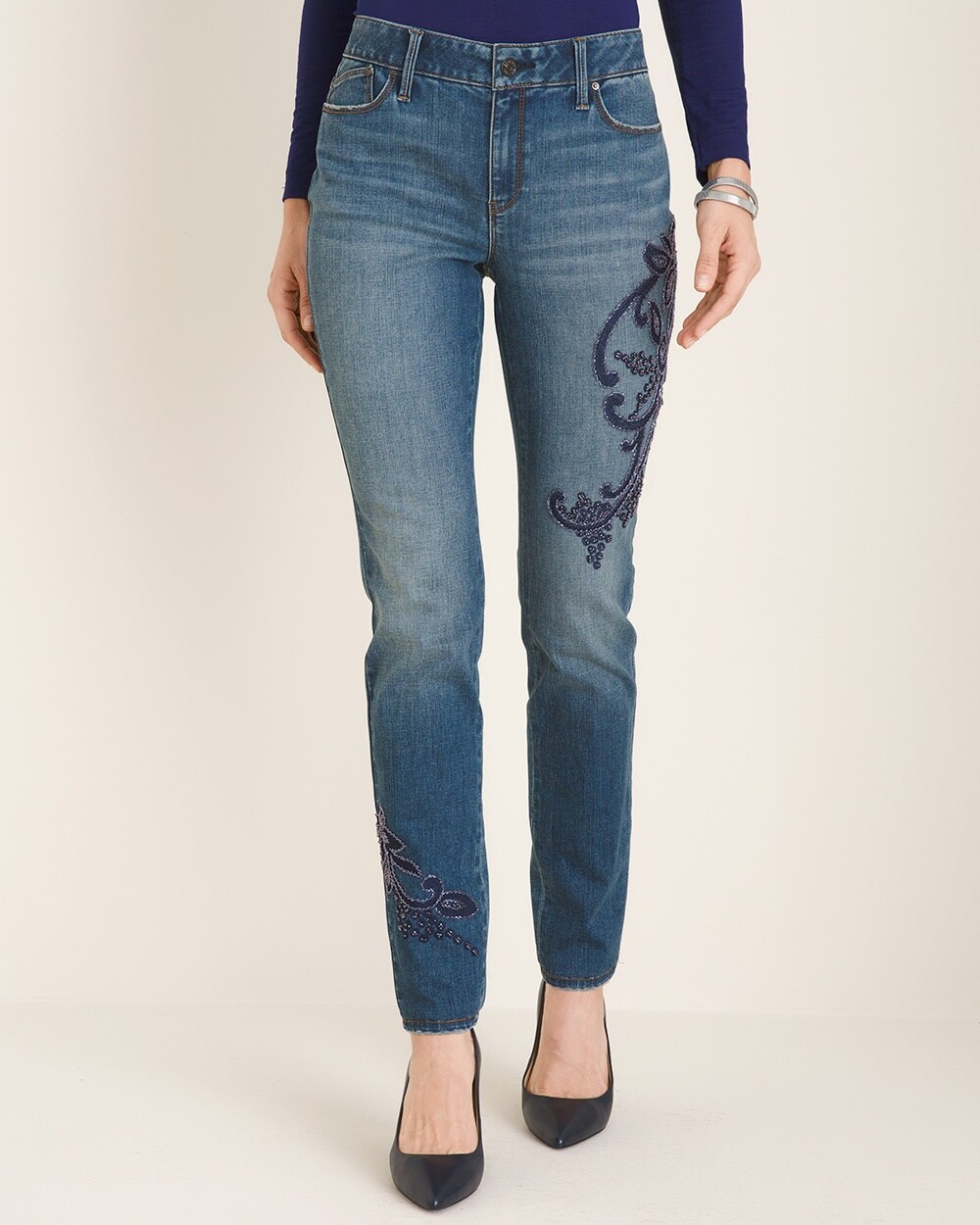 Secret Stretch Beaded Embroidered Jeggings