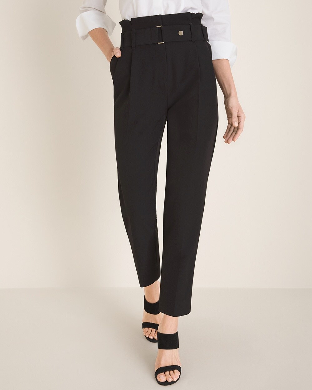 Belted Tapered Ankle Pants