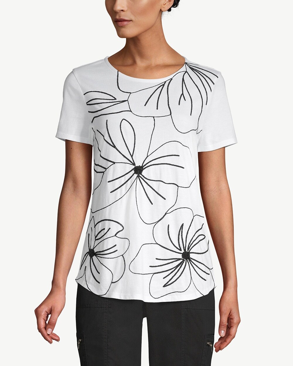 Embellished Abstract Floral Tee