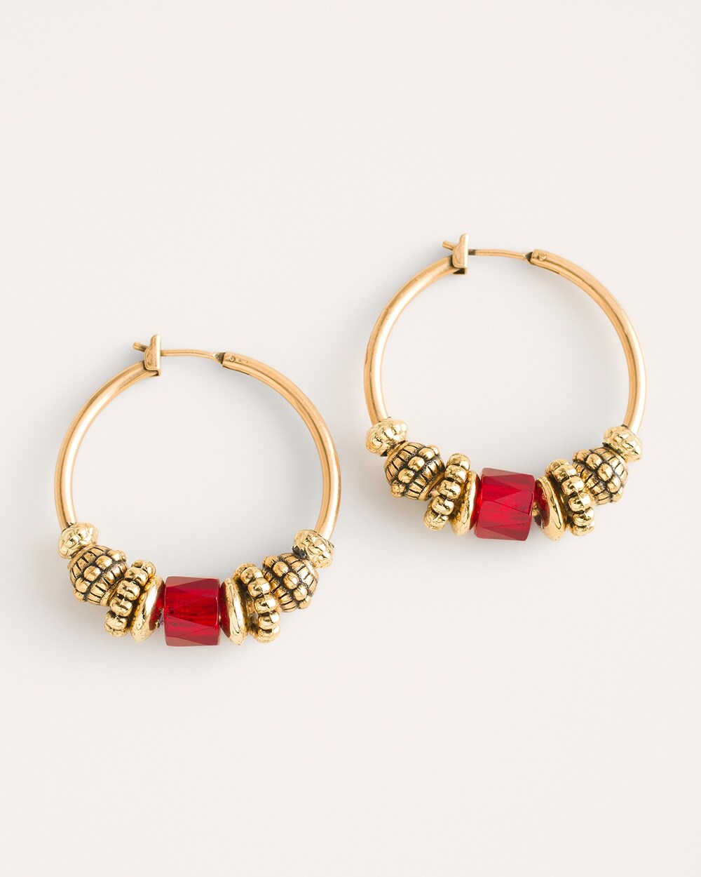 Red Textured Hoop Earrings