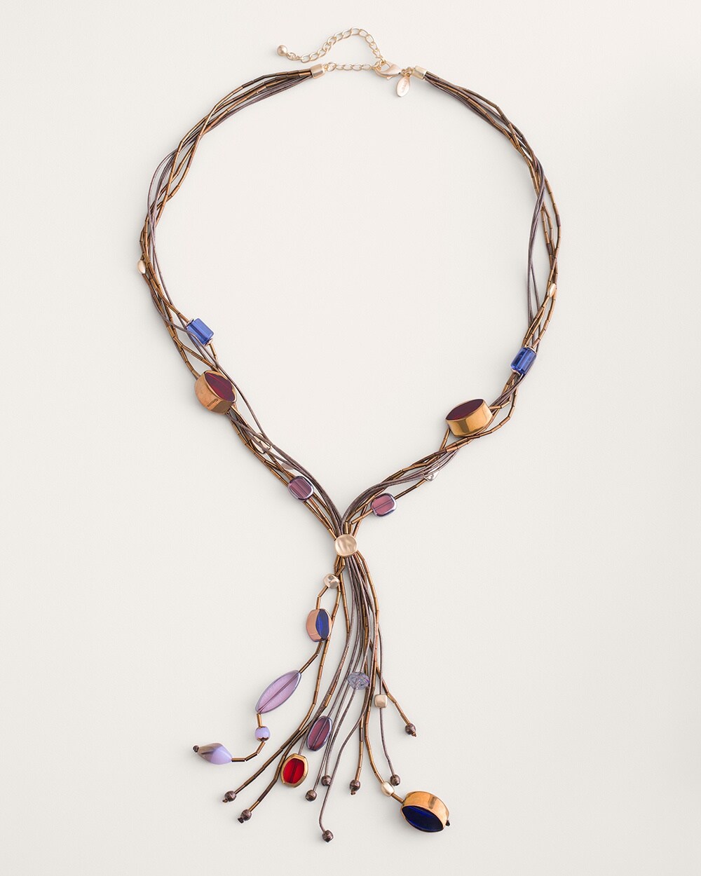 Multi-Colored Goldtone Tassel Necklace