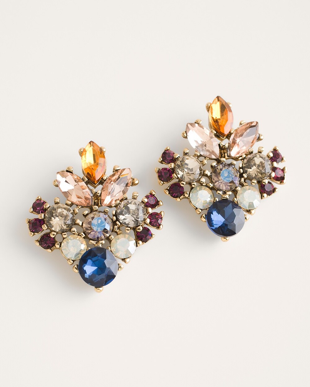 Multi-Colored Goldtone Stud Earrings