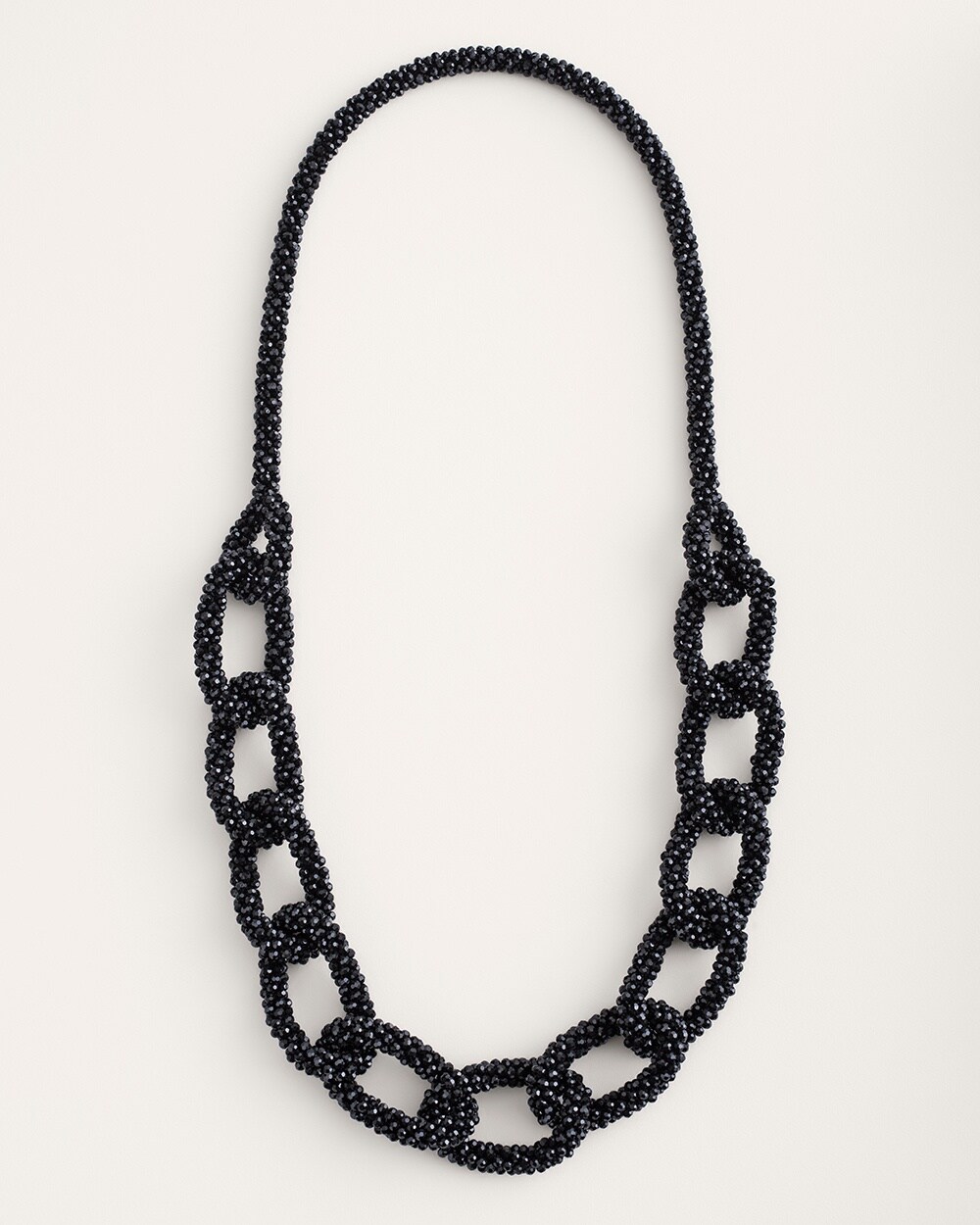 Long Black Lumi Single-Strand Necklace