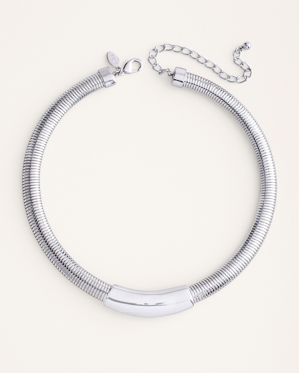 Textured Silvertone Collar Necklace