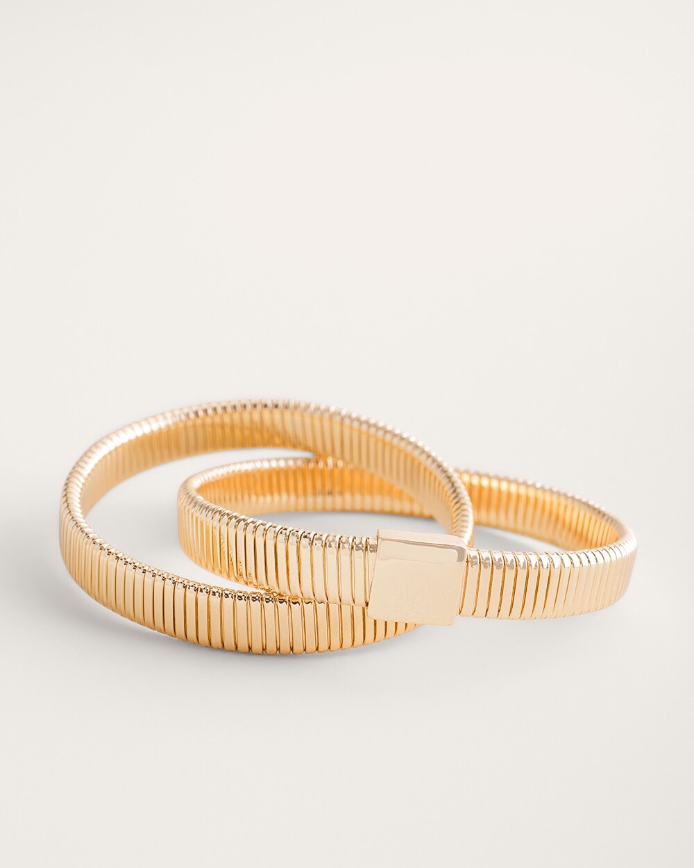 Textured Goldtone Twist Stretch Bracelet