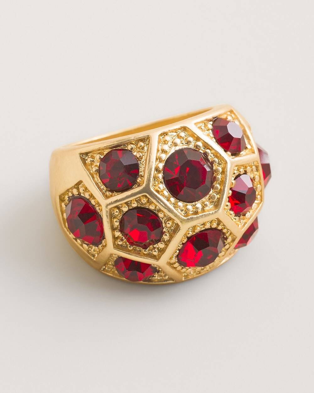 Red and Goldtone Cocktail Ring