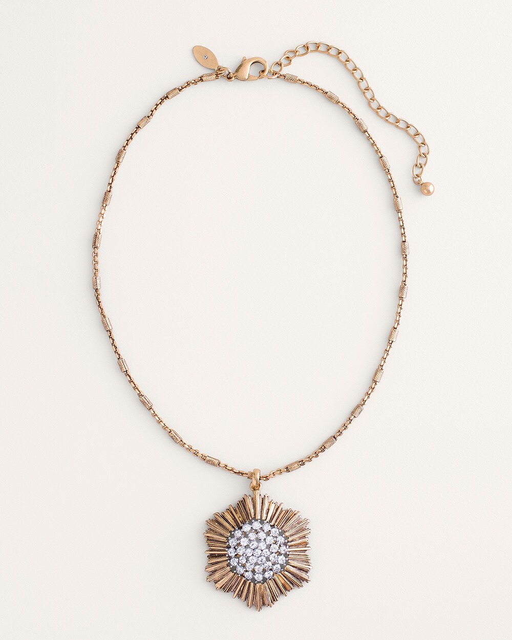Goldtone Sparkle Flower Pendant Necklace
