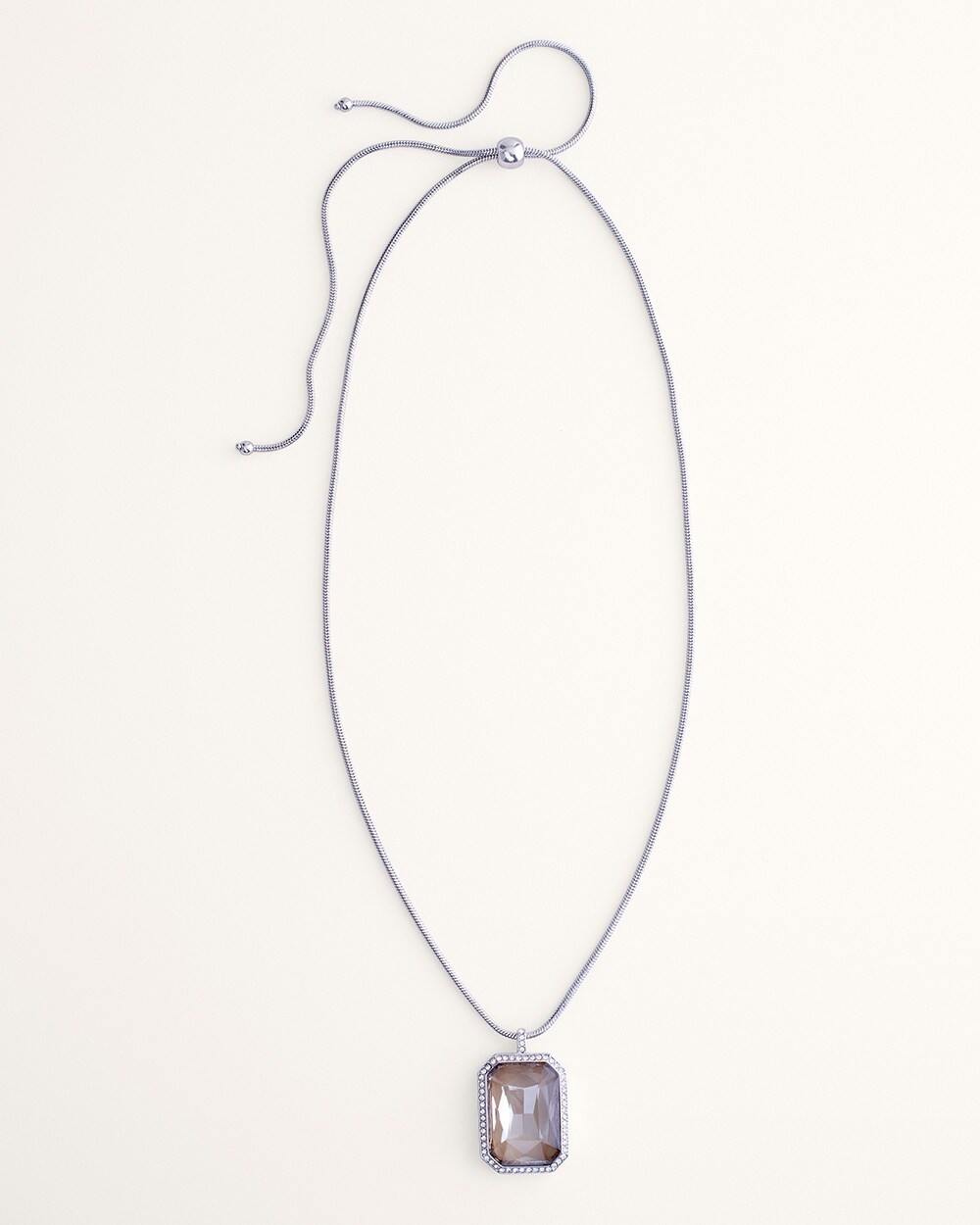 Convertible Silvertone Pave Pendant Necklace