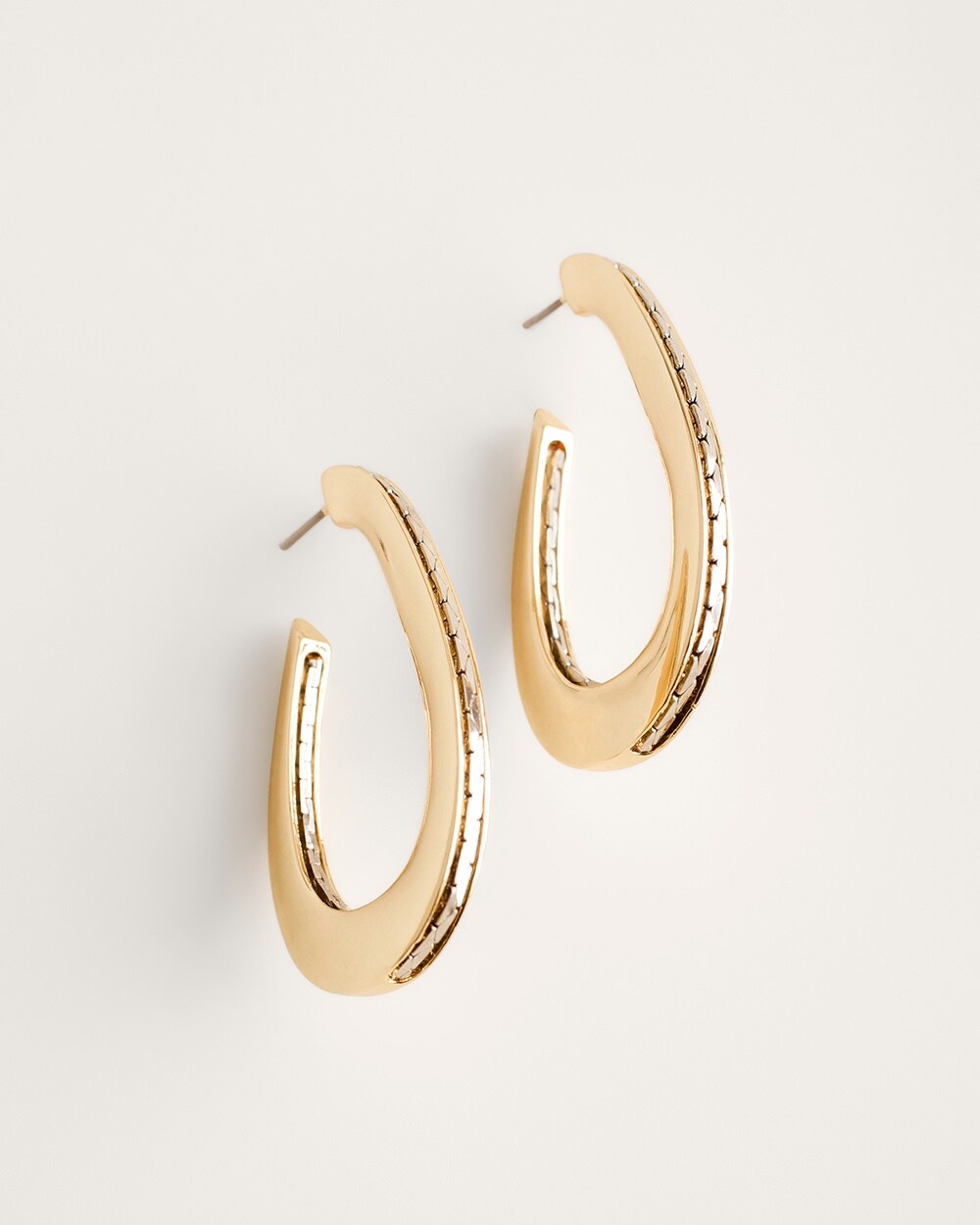 Goldtone Pave Hoop Earrings