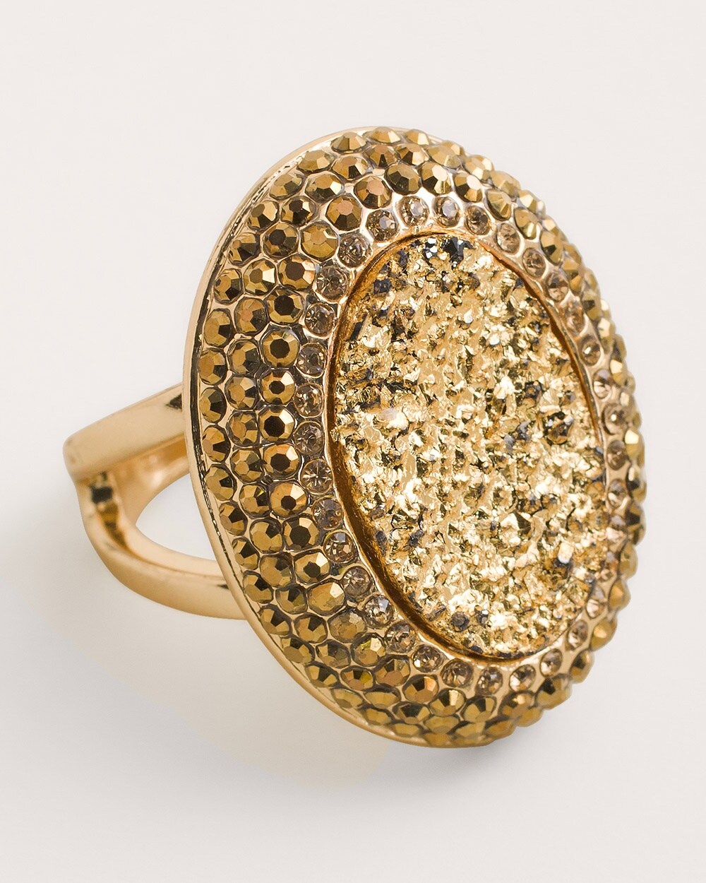 Goldtone Glittering Cocktail Ring