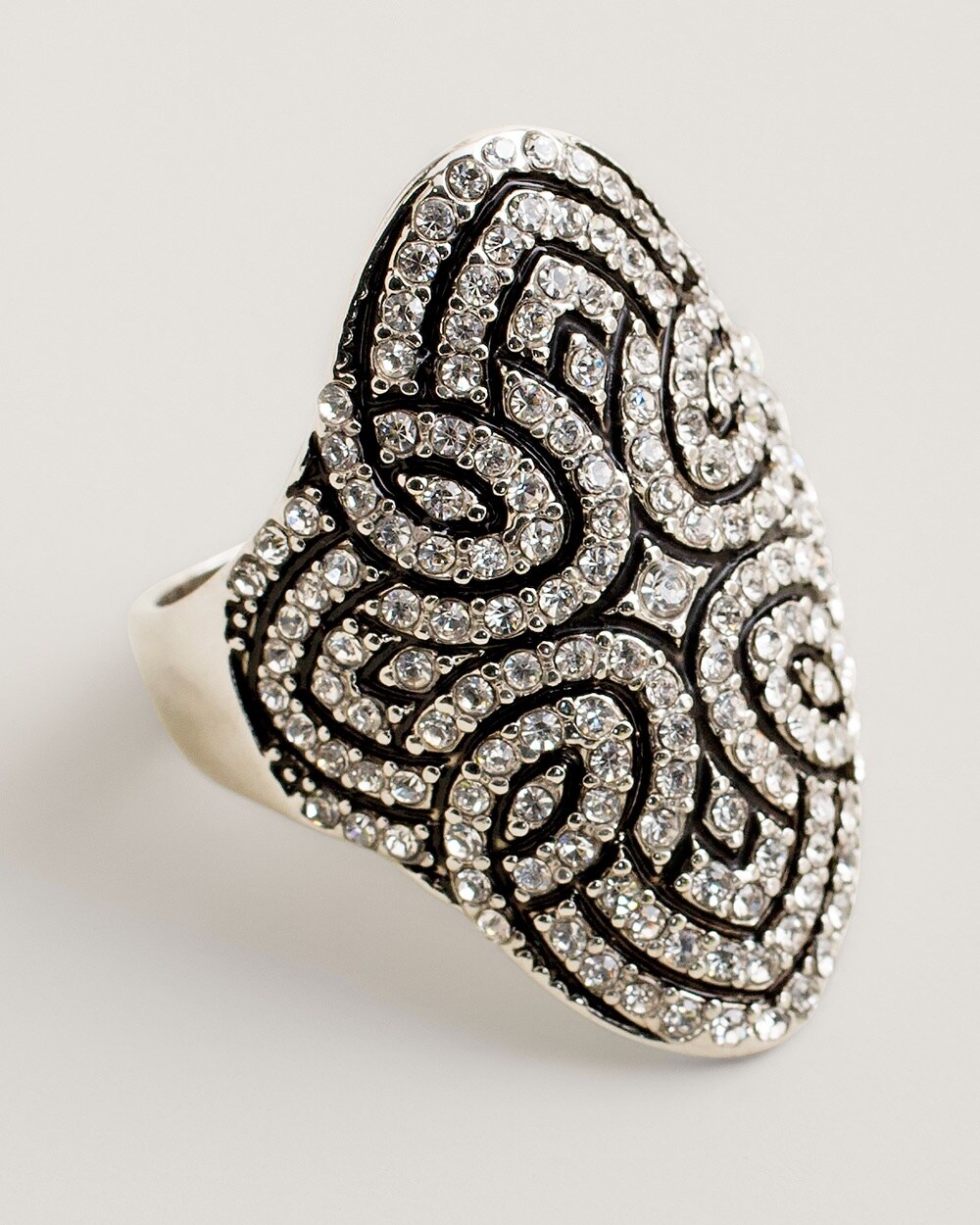 Festive Vintage-Inspired Silvertone Ring