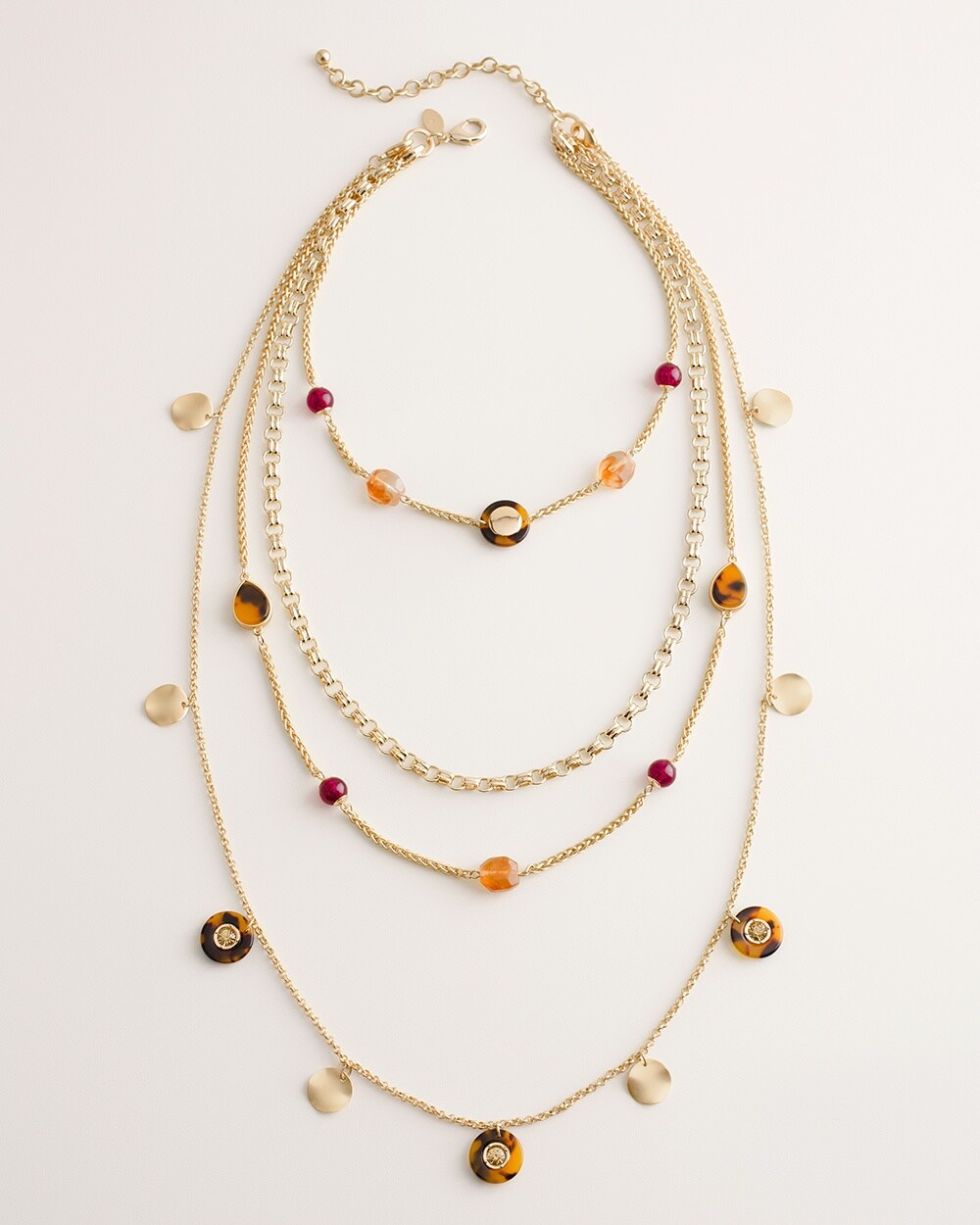 Convertible Faux-Tortoiseshell and Shiraz-Hued Multi-Strand Necklace