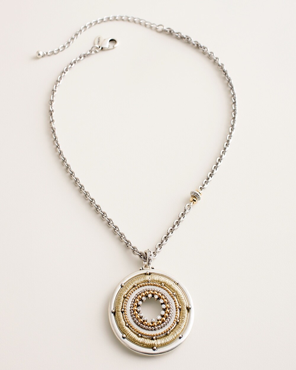 Short Shimmery Mixed-Metal Pendant Necklace