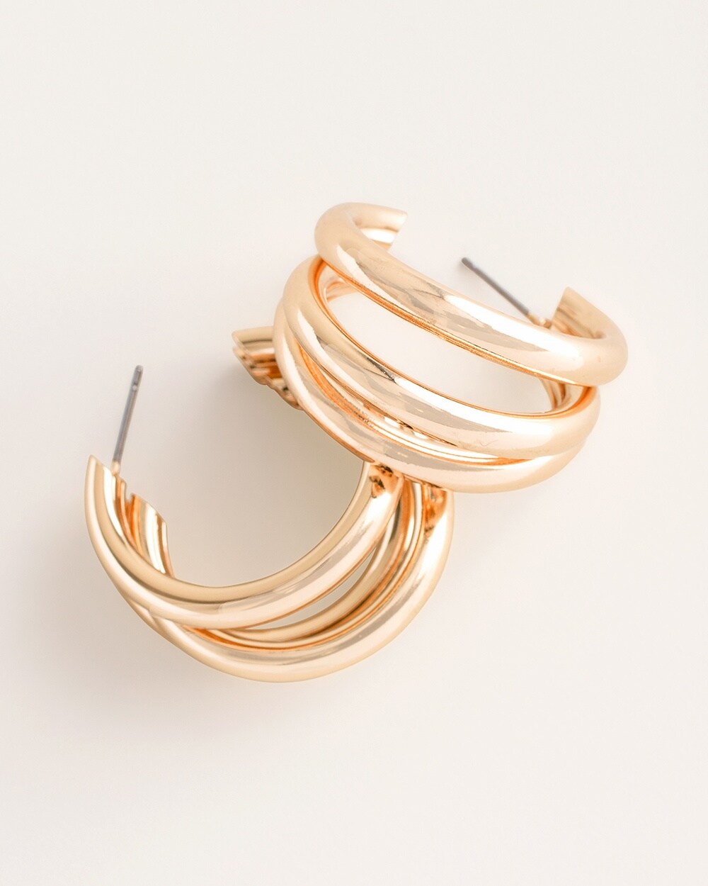 Goldtone Triple-Hoop Earrings