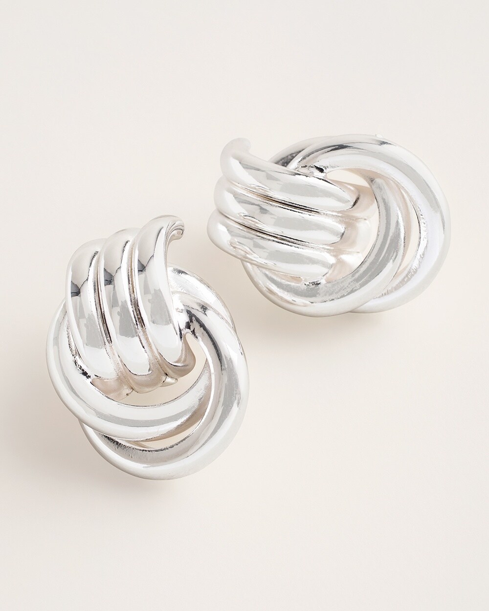 Silvertone Twist Clip-On Drop Earrings