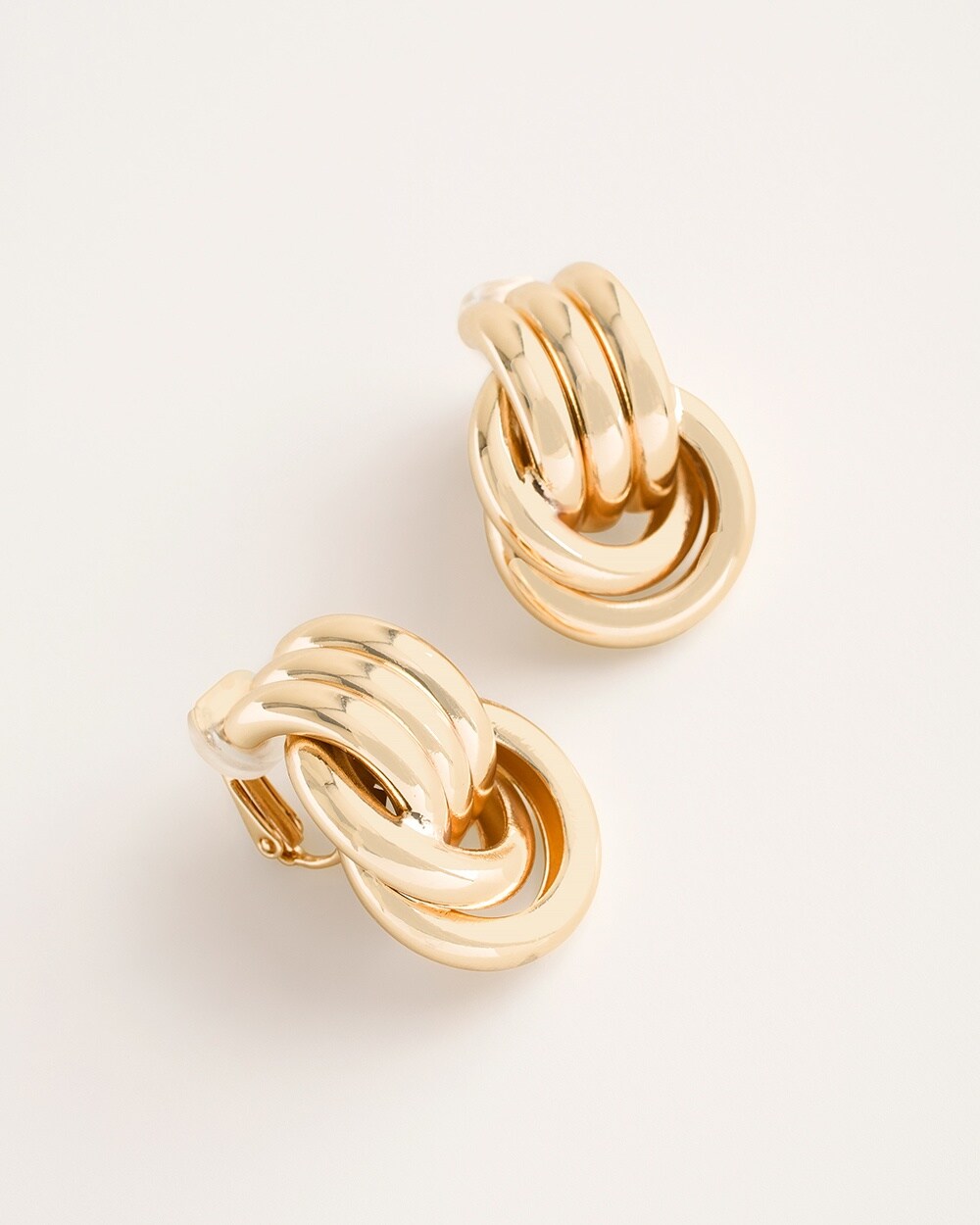 Goldtone Twist Clip-On Drop Earrings