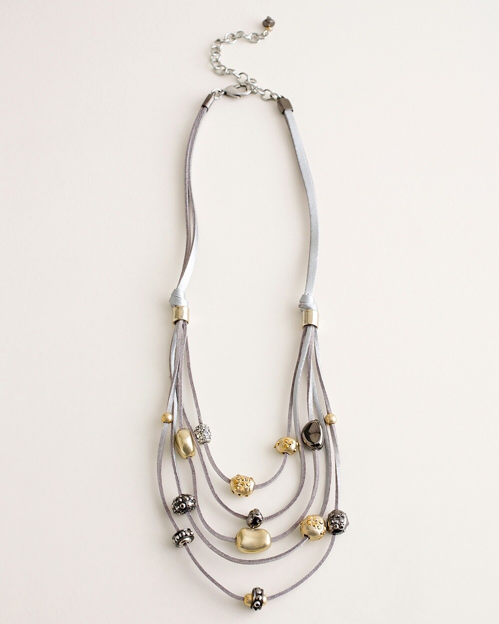 Short Neutral Glisten Multi-Strand Necklace
