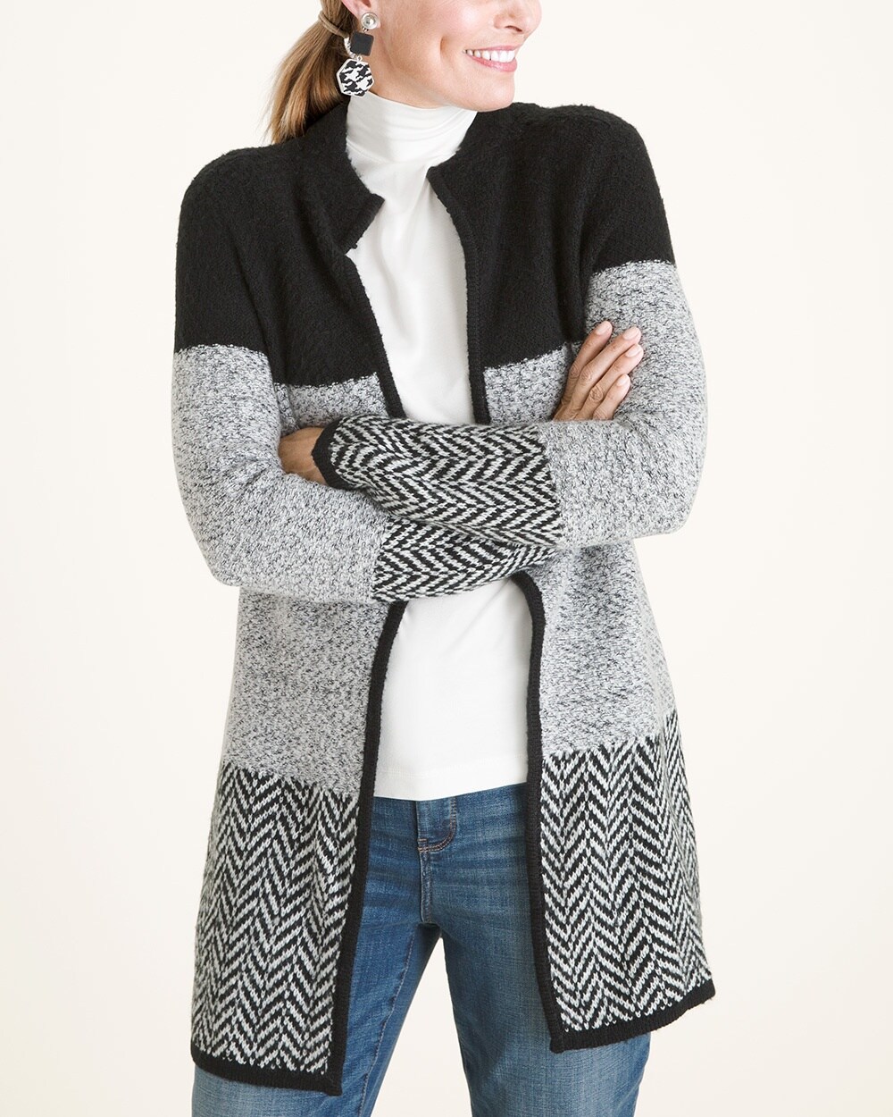 Black and White Colorblock Cardigan