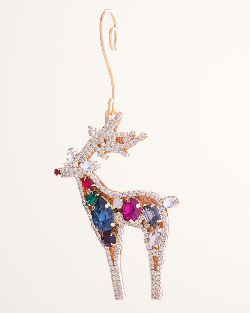Faceted Simulated Stone Reindeer Ornament