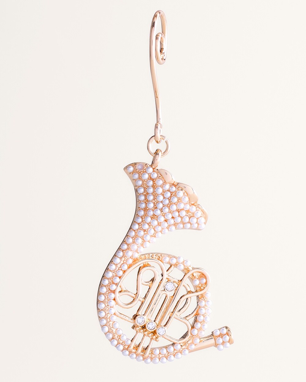 Faux-Pearl French Horn Ornament