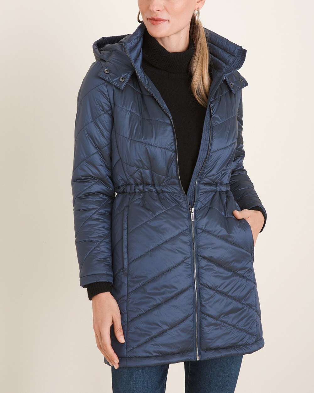 Packable Elongated Quilted Puffer Jacket