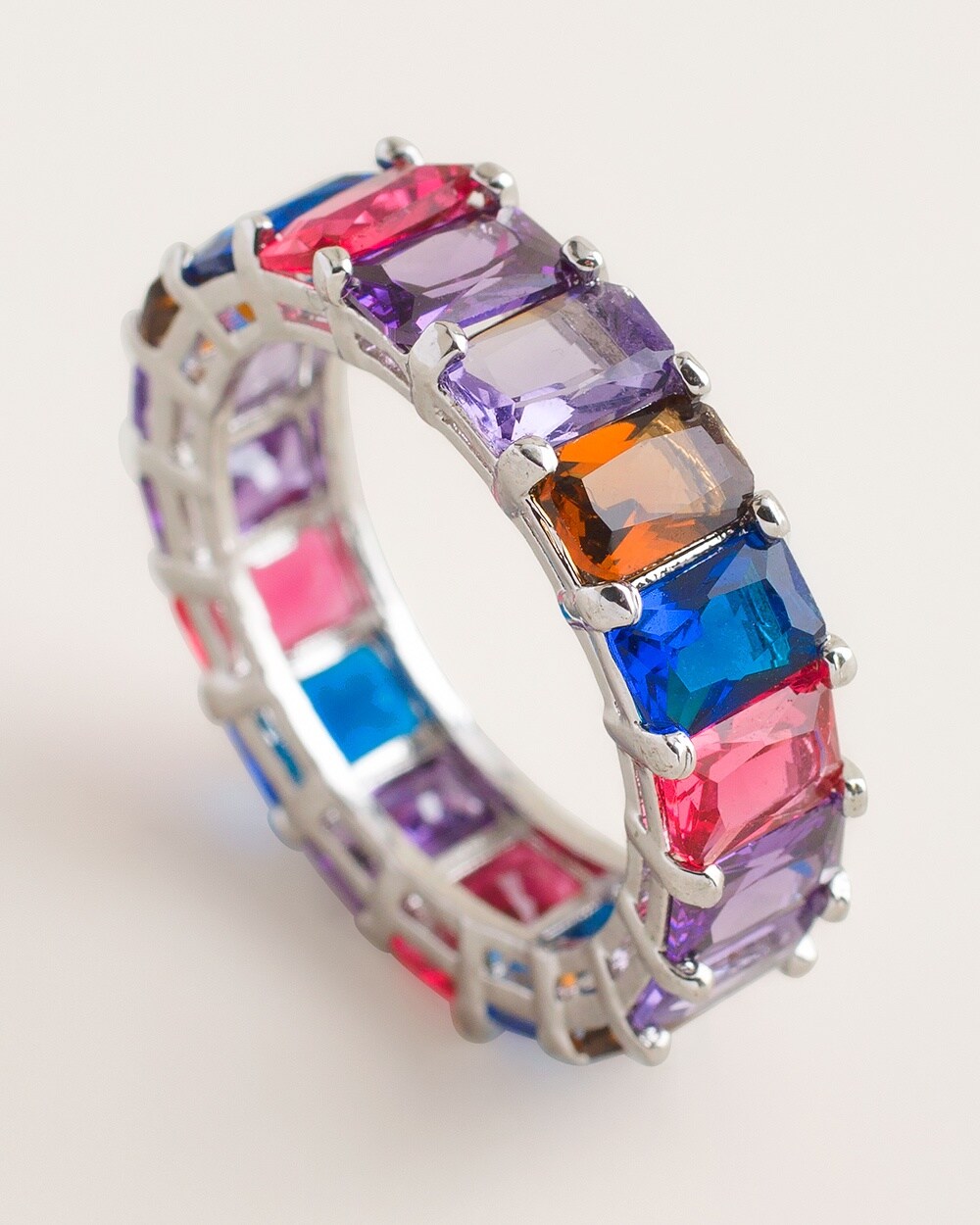 Multi-Colored Cool-Toned Baguette Ring