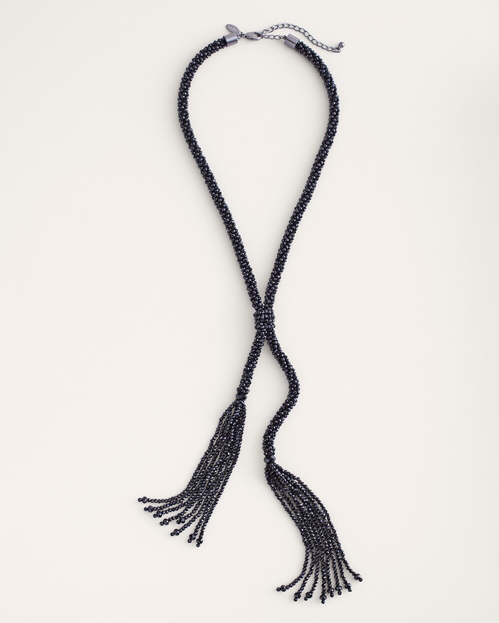 Black Lumi Tassel Y-Necklace