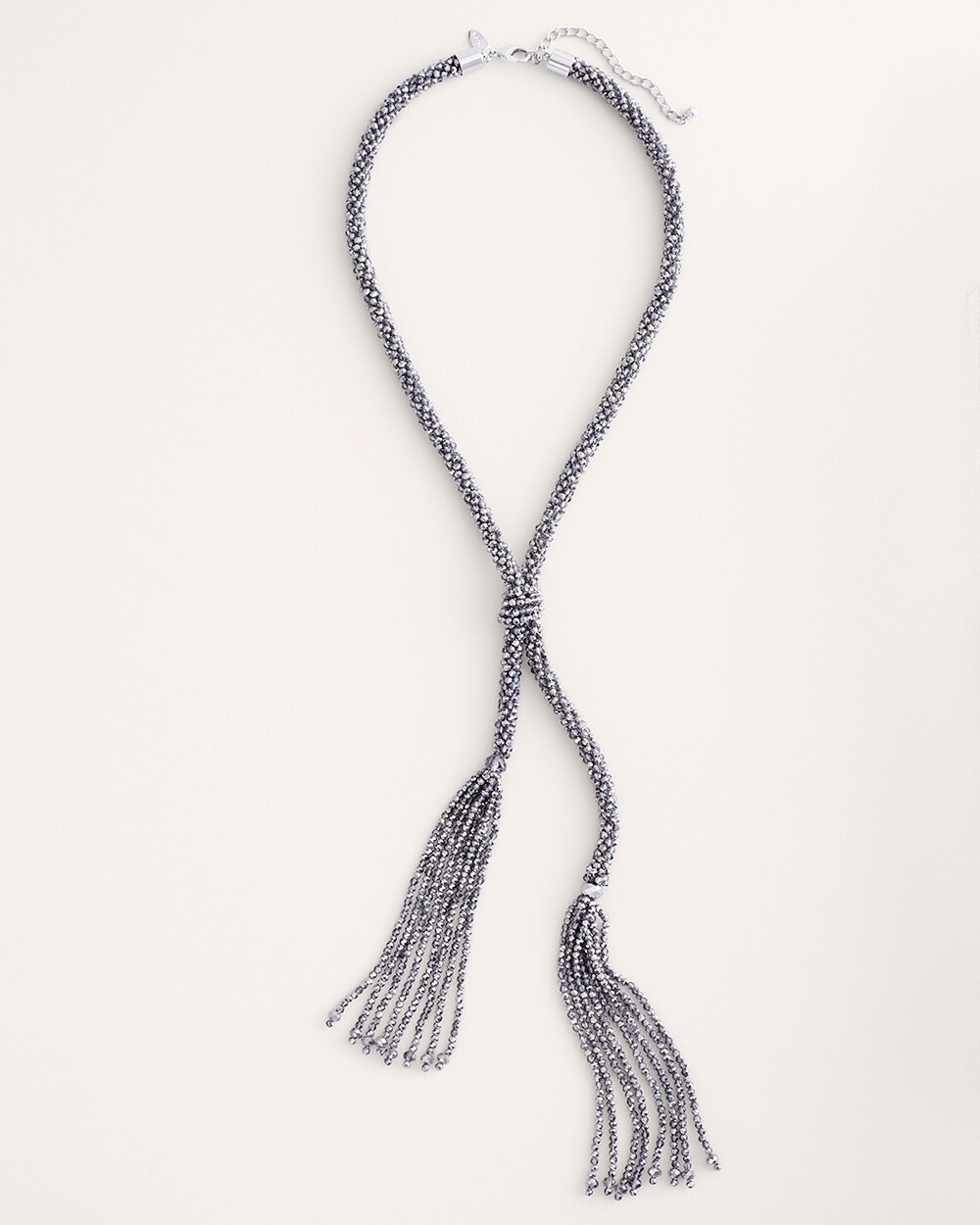 Silvertone Lumi Tassel Y-Necklace
