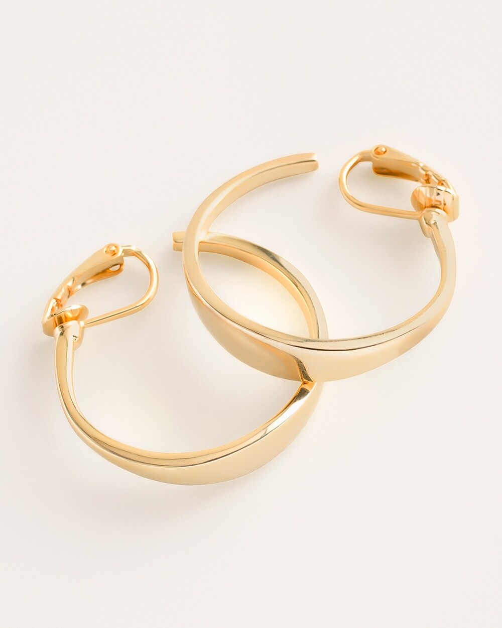 Shimmery Goldtone Clip-On Hoop Earrings