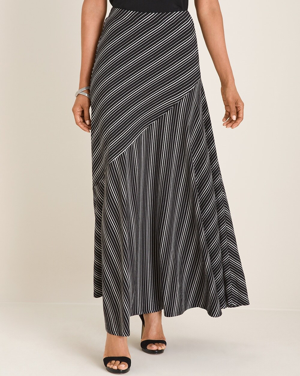 Black and White Striped Maxi Skirt