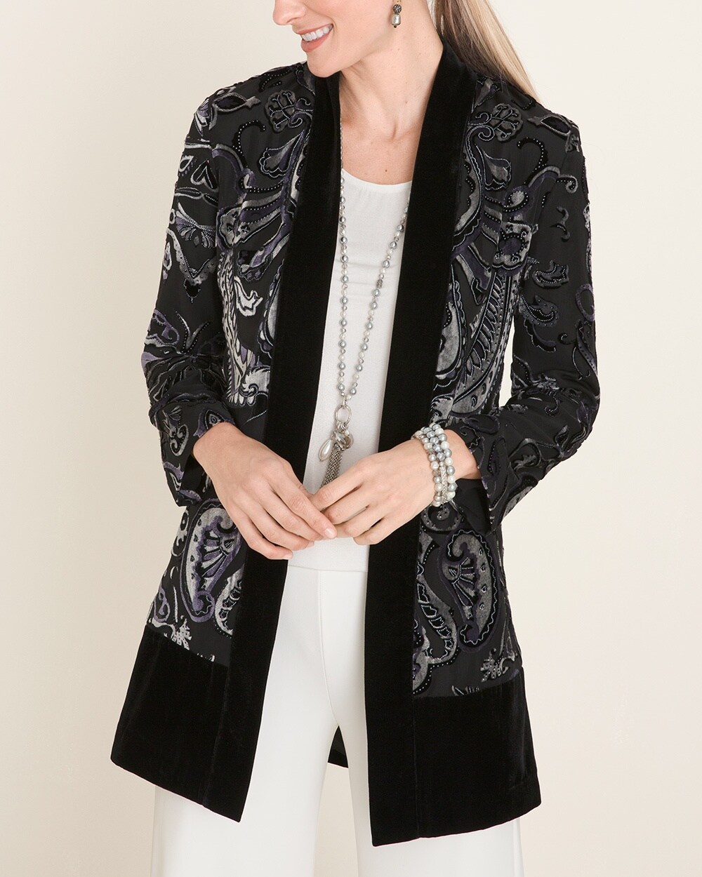 Travelers Collection Printed Velvet Jacket