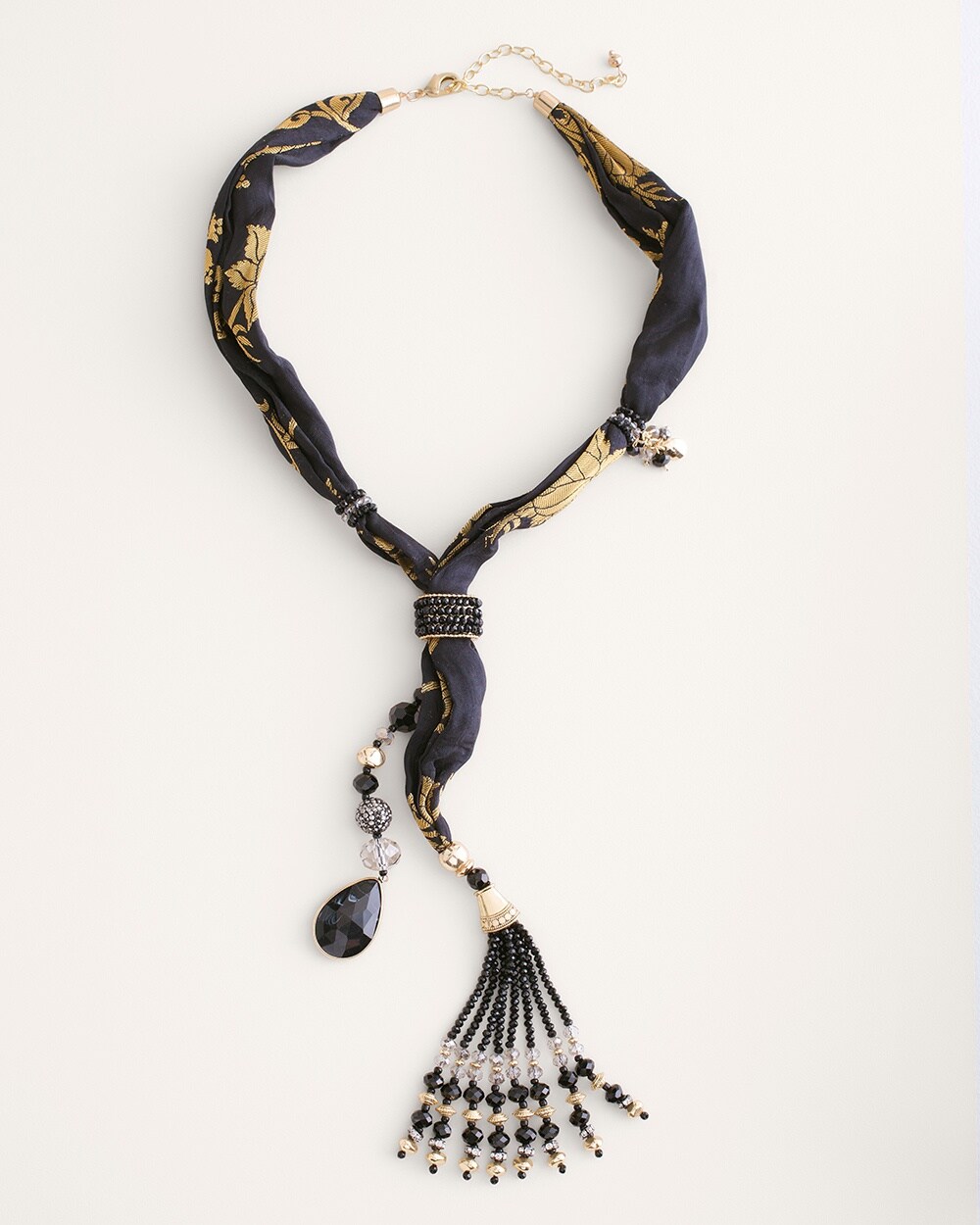 Black Shimmer Scarf Necklace